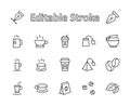 Set of Coffee and Tea Vector Line Icons. Contains such Icons as Cup of Tea, Teabags, Coffee beans and Green Tea Leave