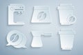 Set Coffee turk, cup to go, and conversation, Bag coffee beans and machine icon. Vector Royalty Free Stock Photo