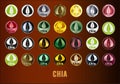 Set coin icon Chia cryptocurrency icon. Digital currency. Altcoin symbol