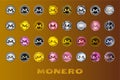 Set coin icon Monero XMR cryptocurrency icon. Digital currency. Altcoin symbol. Secure cryptocurrency based on blockchain