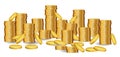 Set of coin stacks dollar in flat style or coin dollar in different style or finance currency concept in doodle. eps 10 vector