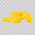 Set coins stack vector illustration, icon flat finance heap, dollar coin pile. Golden money standing on stacked, gold Royalty Free Stock Photo