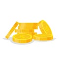 Set coins stack vector illustration, icon flat finance heap, dollar coin pile. Golden money standing on stacked, gold