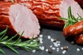 Set of cold cuts on a stone board Royalty Free Stock Photo