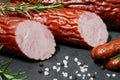 Set of cold cuts on a stone board Royalty Free Stock Photo