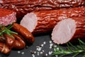 Set of cold cuts on a stone board Royalty Free Stock Photo