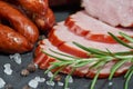 Set of cold cuts on a stone board Royalty Free Stock Photo