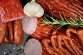 Set of cold cuts on a stone board Royalty Free Stock Photo