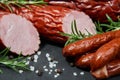 Set of cold cuts on a stone board Royalty Free Stock Photo