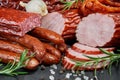 Set of cold cuts on a stone board Royalty Free Stock Photo