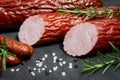 Set of cold cuts on a stone board Royalty Free Stock Photo