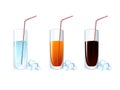 Set of cold drink glasses on white background Royalty Free Stock Photo