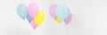 Set,collage coloured balloons background. Celebration, holidays, summer concept. Design template, billboard or banner blank