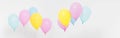 Set,collage coloured balloons background. Celebration, holidays, summer concept. Design template, billboard or banner blank