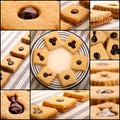 Set Collage Hazelnut Biscuits With Mixed Berry Jam Royalty Free Stock Photo