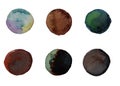 Set/Collection of abstract watercolor circle isolated on white background. Colorful round blots. Watercolor stains. watercolor