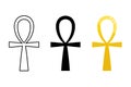 Set, collection of ancient egyptian ankh signs isolated on white background. Symbol of eternal life, egyptian cross sign