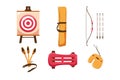 Set Collection of Archery Sport Element Royalty Free Stock Photo