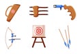 Set Collection of Archery Sport Element Royalty Free Stock Photo