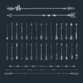 Set collection of arrows icons vector illustration on navy blue