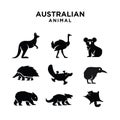 Set collection Australian animal black logo icon illustration design