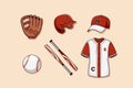 Set Collection of Baseball Element Royalty Free Stock Photo