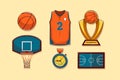 Set Collection of Basketball Sport Element Royalty Free Stock Photo