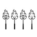 Set collection BBQ barbecue grill tools icon vector logo design black premium simple Royalty Free Stock Photo