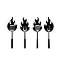 Set collection BBQ barbecue grill tools icon vector logo design black premium simple Royalty Free Stock Photo