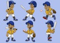 Set collection cartoon boy baseball player Royalty Free Stock Photo