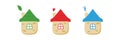 Set, collection of cartoon colorful fairytale houses icons for kids, children design.