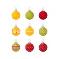 Set, collection Christmas balls decorated Royalty Free Stock Photo