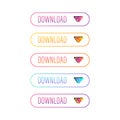 Set, collection of colorful and trendy download buttons, icons for digital sources design. Royalty Free Stock Photo