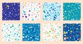 Set collection of colorful venetian terrazzo imitation seamless stone fragments pattern. Modern minimalistic trendy floor tile Royalty Free Stock Photo