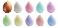 Set collection of Colourful pastel plain blank egg eggs easter on transparent cutout, PNG Royalty Free Stock Photo