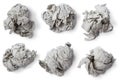 Set collection of crumpled paper ball, thrown out idea notes into trash garbage concept, isolated Royalty Free Stock Photo