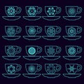 Set of collection cups with mandalas