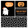 Set, collection of cute halloween flat design cards, banners, labels, stickers for web and print Royalty Free Stock Photo