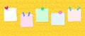 Set, collection of cute notes, stickers on a yellow background for note design