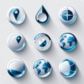 set collection 3D icon illustration glassmorphism blue render Royalty Free Stock Photo