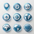 set collection 3D icon illustration glassmorphism blue render Royalty Free Stock Photo
