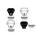 Set collection dogo argentino dog head black white vector logo icon illustration design Royalty Free Stock Photo