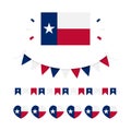 Set, collection of flags, garlands, design elements with Texas state flags. Lone Star Flag designs for Texas Independence Day Royalty Free Stock Photo