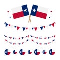 Set, collection of flags, garlands, design elements with Texas state flags. Lone Star Flag designs for Texas Independence Day Royalty Free Stock Photo