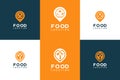 Set collection food location logo design. symbol fork, spoon, knife and pin