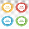 Set, collection of four colorful banners, buttons, frames, round design elements on transparent background Royalty Free Stock Photo