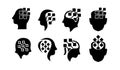 Set collection head data brain black logo icon design vector flat illustration Royalty Free Stock Photo