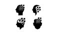 Set collection head data brain black logo icon design vector flat illustration Royalty Free Stock Photo