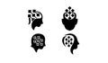 Set collection head data brain black logo icon design vector flat illustration Royalty Free Stock Photo