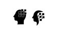 Set collection head data brain black logo icon design vector flat illustration Royalty Free Stock Photo